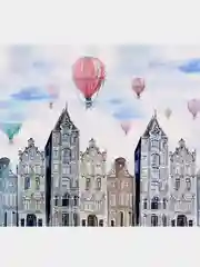Фотообои флизелиновые встык "Воздушные шары и город", 8,1 м2, 2,7х3 м, моющиеся на стену