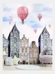 Фотообои флизелиновые встык "Воздушные шары и город", 8,1 м2, 2,7х3 м, моющиеся на стену