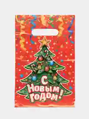 Алый пакет новогодний,5 шт ,20*30