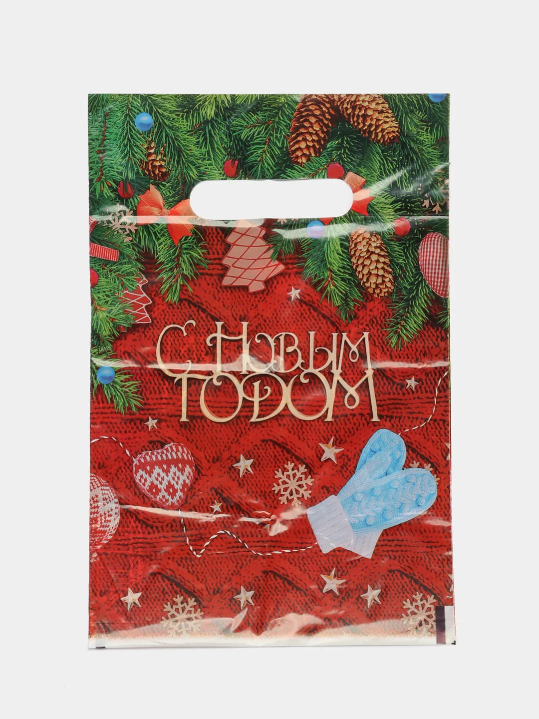 Бордовый пакет новогодний,5 шт ,20*30