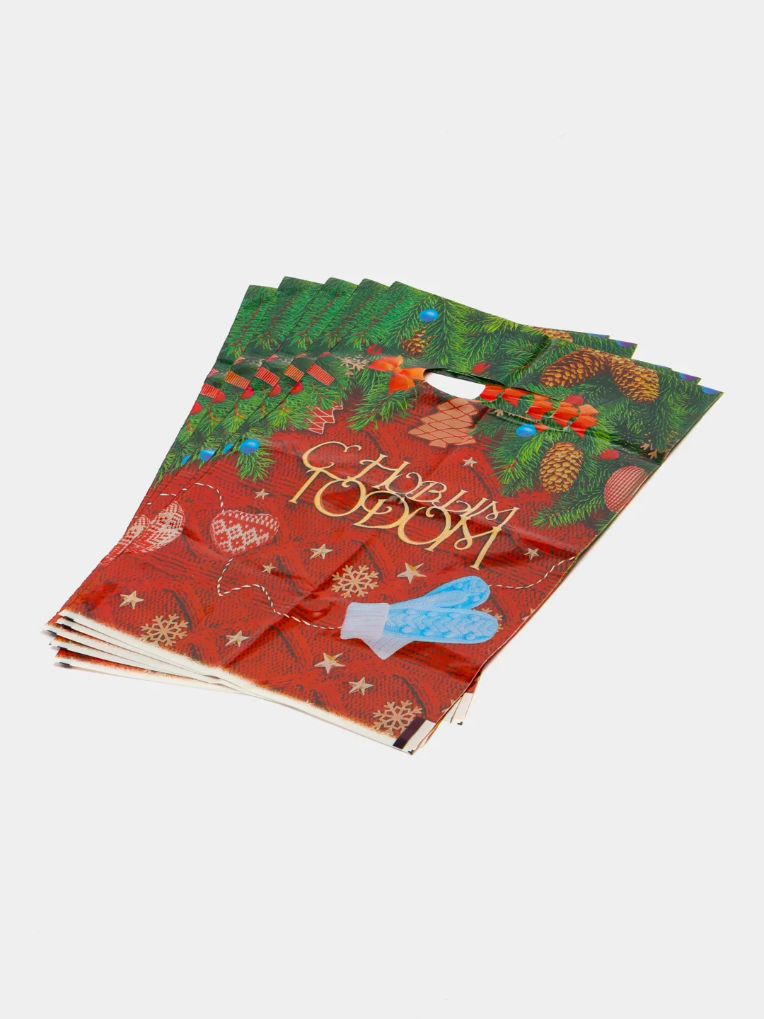 Бордовый пакет новогодний,5 шт ,20*30