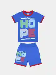 Синий костюм спортивный для мальчика: футболка, шорты, хлопок, 4-8 лет