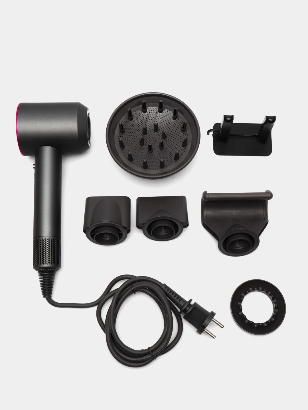 Фен для волос Super Hair Dryer, 3 скорости,5 асадок, розовый, профессиональный фен 1600 Вт