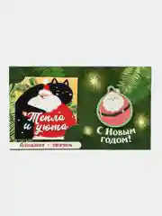 Зеленый новогодний подарочный набор: блокнот и значок