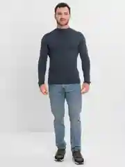Синий меланж водолазка мужская, хлопок