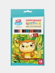 Карандаши цветные 18 цветов Милые зверушки заточенные