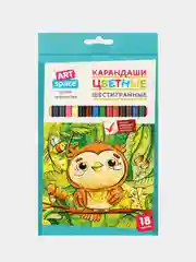 Карандаши цветные 18 цветов Милые зверушки заточенные