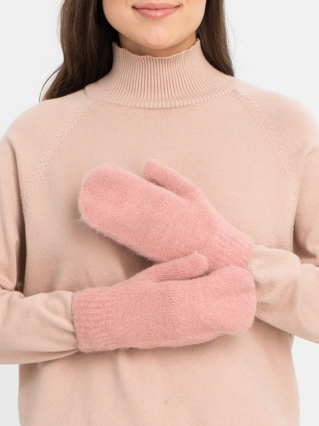 Коралловый варежки женские зимние, утепленные