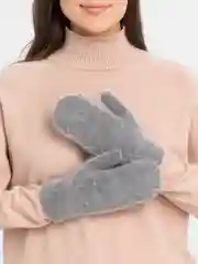 Серый меланж варежки женские зимние, утепленные