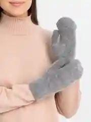 Серый меланж варежки женские зимние, утепленные