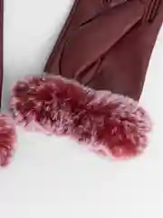 Бордовый перчатки женские, с кроличьим мехом, сенсорные