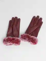Бордовый перчатки женские, с кроличьим мехом, сенсорные
