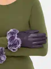 Бордовый перчатки женские, с кроличьим мехом, сенсорные