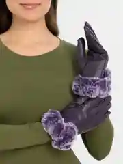 Бордовый перчатки женские, с кроличьим мехом, сенсорные
