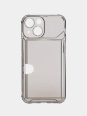 Чехол iPhone 15/14/13/12/11/Pro/Max/Mini/Plus/X/Xr/XS/7/8+ с карманом для карт, прозрачный