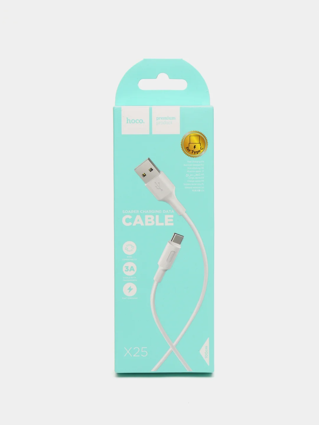 Белый кабель USB Hoco X25, Type-C, 1 м, 3A