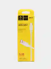 Белый кабель, шнур, провод, USB - Type-C, 2.4A, 1 м, Denmen D01T, черный, белый