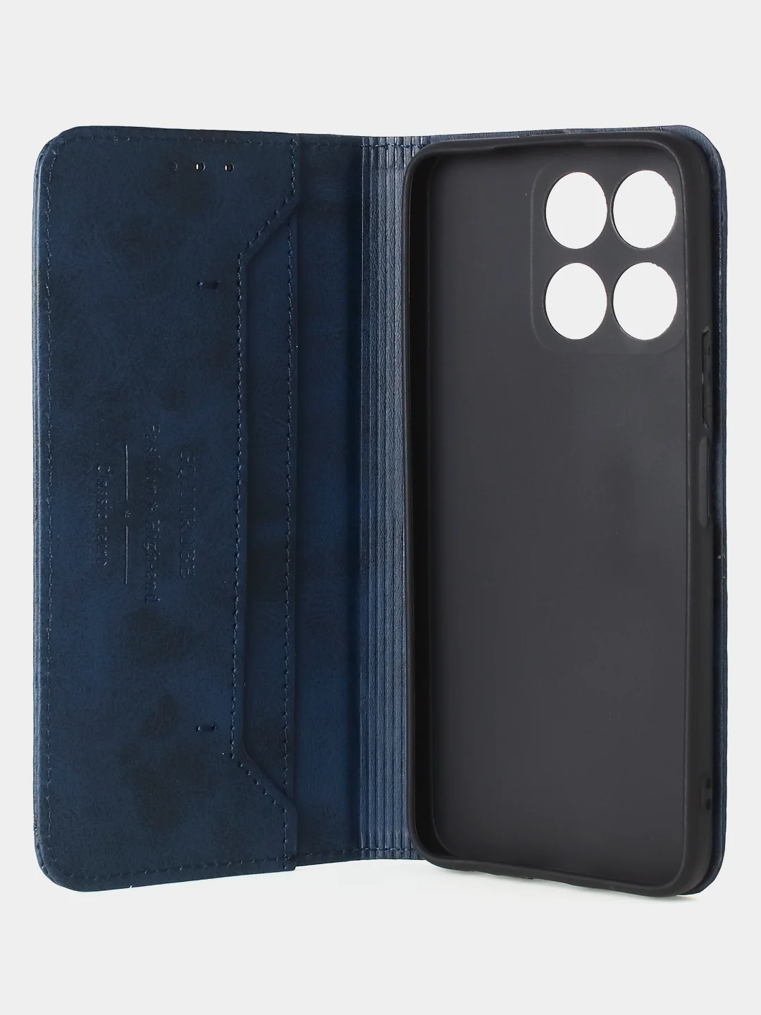 Синий чехол-книжка GQ для Huawei Honor X6A, искусственная кожа