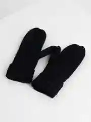 Черный варежки женские, с подкладом, шерстяные