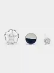 Серый металлик набор сережек на каждый день Week. Серьги-пусеты