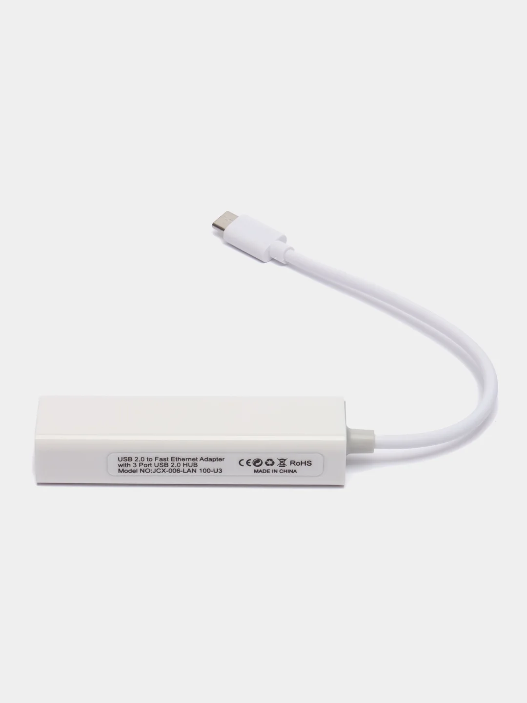 Концентратор, переходник Type-C, 3 х USB 2.0, Ethernet-порт, RJ45 LAN, Type-C сетевая карта