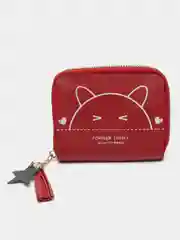 Красный женский кошелек из экокожи, на молнии