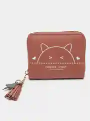 Тёмно-розовый женский кошелек из экокожи, на молнии