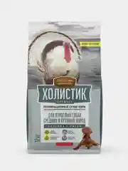 Сухой корм бренда "Деревенские лакомства" Холистик Премьер 12кг индейка с рисом для собак средних и крупных пород