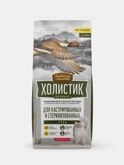 Деревенские лакомства Холистик Премьер 2кг, сухой утка д/кастр. и стерил. кошек