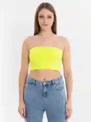 Салатовый эластичный топ без бретелек