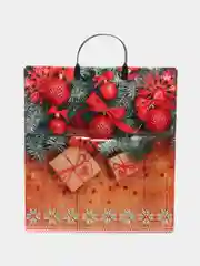Терракотовый новогодние пакеты 40 х 44 см / Подарочные пакеты с пластиковой ручкой / Пакет на Новый год