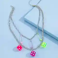 Серебряная цепочка, чокер с игральной костью, украшение на шею