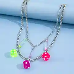 Серебряная цепочка, чокер с игральной костью, украшение на шею