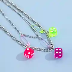 Серебряная цепочка, чокер с игральной костью, украшение на шею