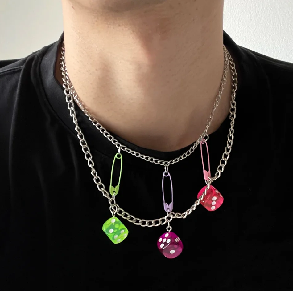 Серебряная цепочка, чокер с игральной костью, украшение на шею
