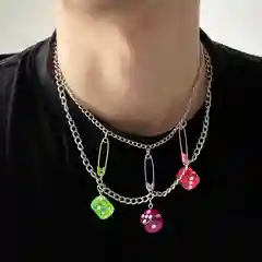 Серебряная цепочка, чокер с игральной костью, украшение на шею