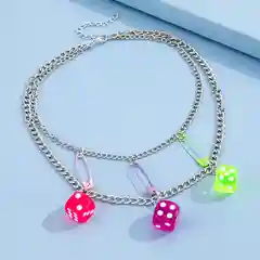 Серебряная цепочка, чокер с игральной костью, украшение на шею