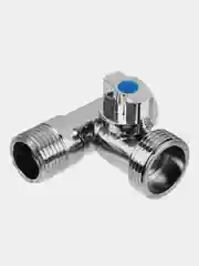 Кран шаровой, угловой, трехпроходной FRESSO, 1/2"х3/4"х1/2", вн-нр-нр, хром
