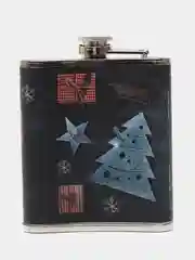 Серый фляжка новогодняя, подарочная, 210 мл