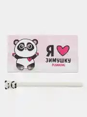 Фуксия новогодний подарочный набор: планинг-стикеры  и ручка