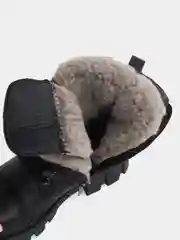 Серый меланж ботинки женские зимние, с мехом