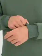 Тёмно-зелёный толстовка-свитшот, унисекс, утепленный на флисе