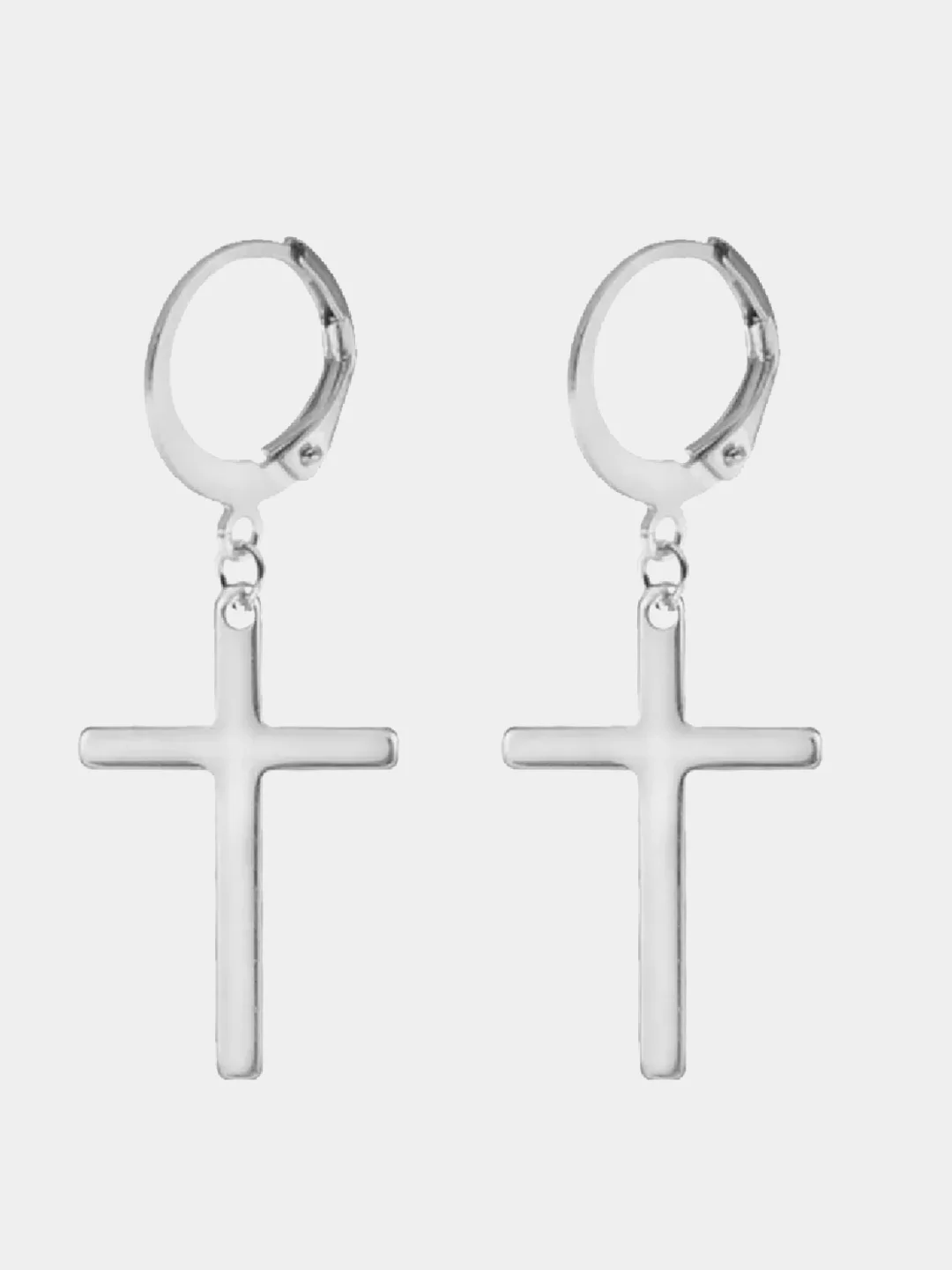 Серебряный серьга "Крест", из титановой стали, 2 штуки