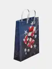 Темно-синий новогодний пакет, мягкий пластик, 2 размера