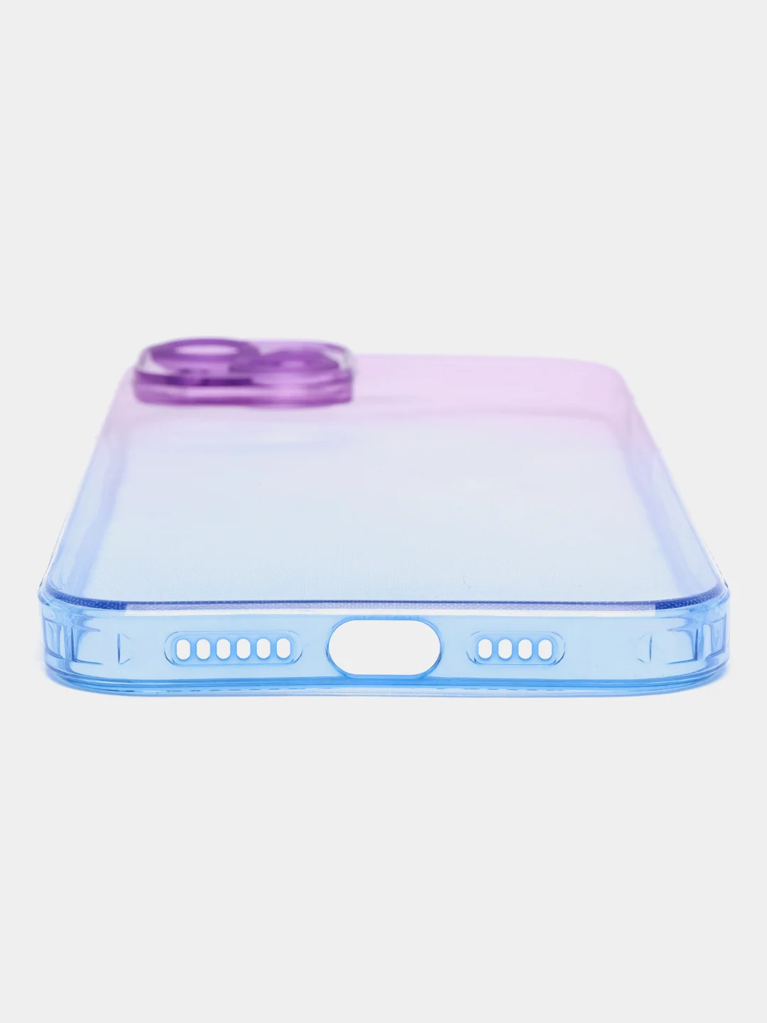 Лавандовый чехол для iPhone (Айфон) 7, 8, SE, XR, XS, 11, 12, 13, 14, 15, mini, Pro, Plus, Max прозрачный с градиентом