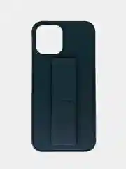 Черный чехол Apple iPhone 12 Pro Max (6.7) силиконовый под кожу с подставкой