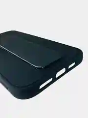 Черный чехол Apple iPhone 12 Pro Max (6.7) силиконовый под кожу с подставкой