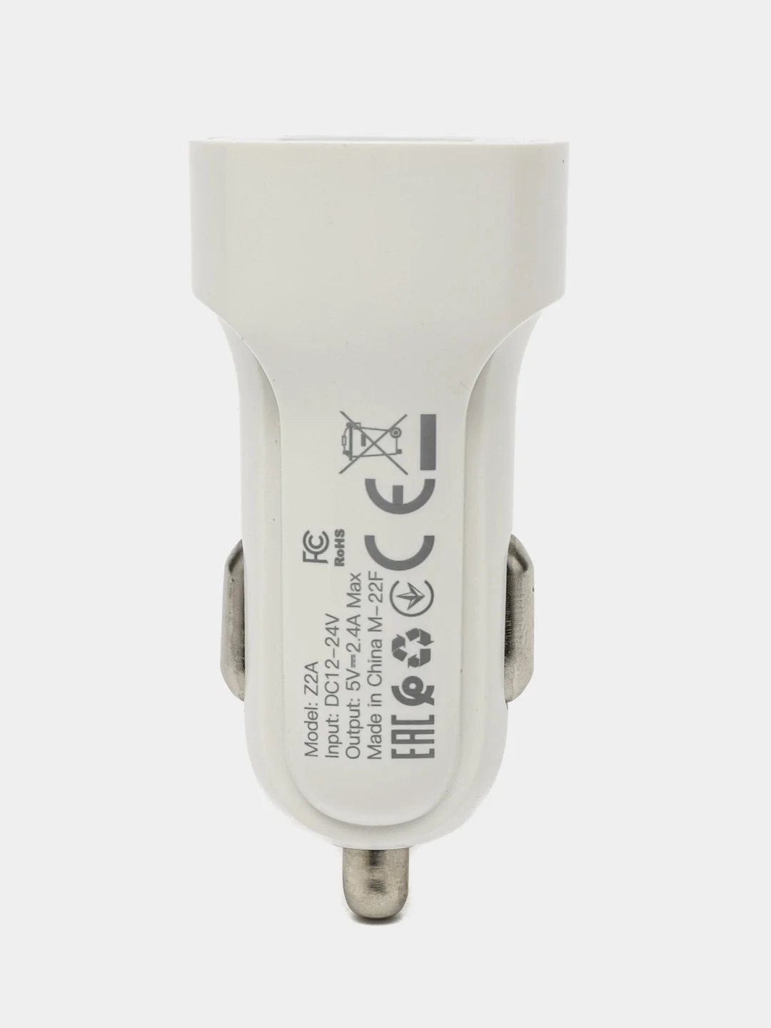 Белый автомобильное зарядное устройство (АЗУ) HOCO Z2A + кабель Micro, 2 USB, 2.4A