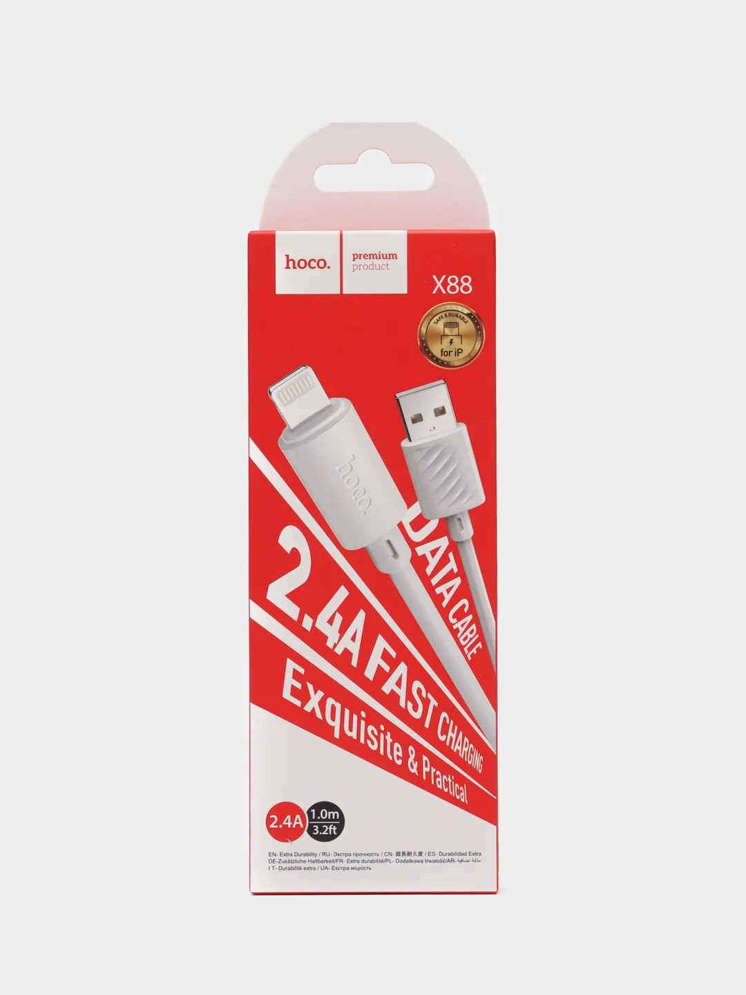 Белый кабель зарядный для iPhone Hoco X88, USB - Lightning для Apple iPhone, белый