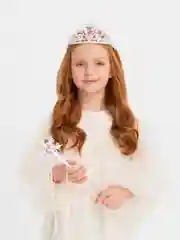 Розовый аксессуар "Корона и палочка", к костюму Снегурочки, Эльзы, Феи, Снежинки, Принцессы